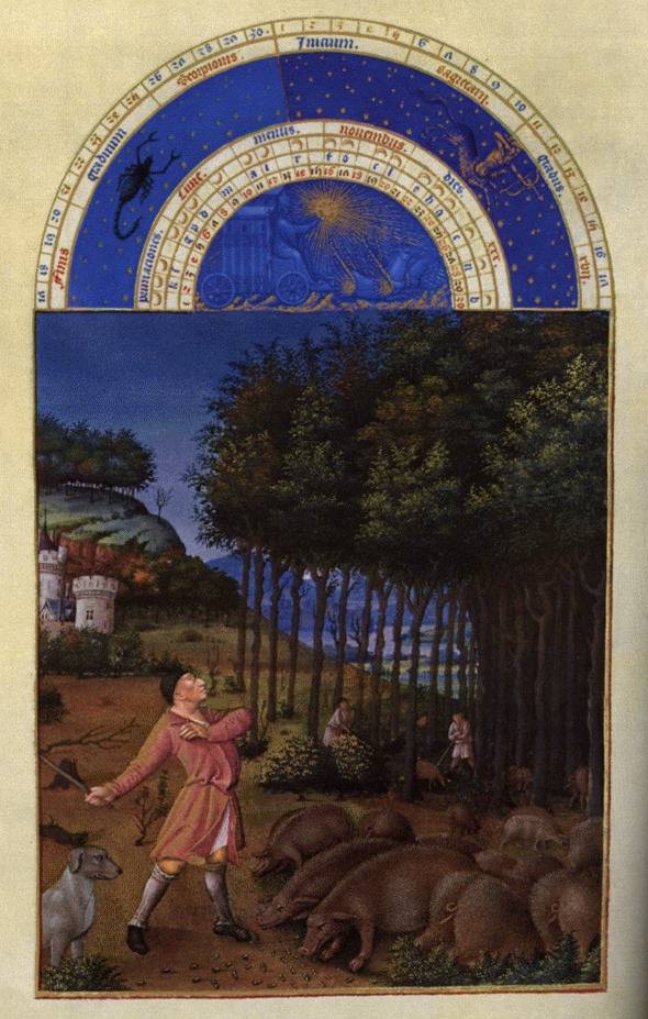 LIMBOURG brothers Les trs riches heures du Duc de Berry: Novembre (November) dg